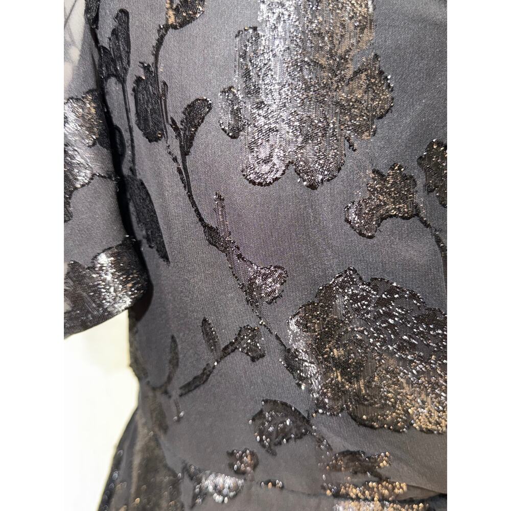 House of Harlow 1960 x Revolve Black Metallic Floral Puff Sleeve Mini Dress M - Picture 3 of 8